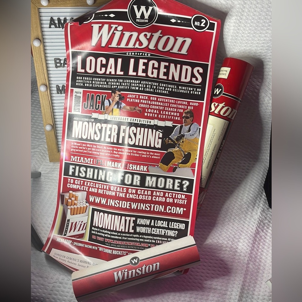 Rare No. 2 2007 Winston Cigarettes Vintage Print Ad monster fishing Florida tube